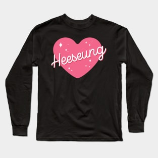 Enhypen Heeseung text pink sparkling heart | Morcaworks Long Sleeve T-Shirt